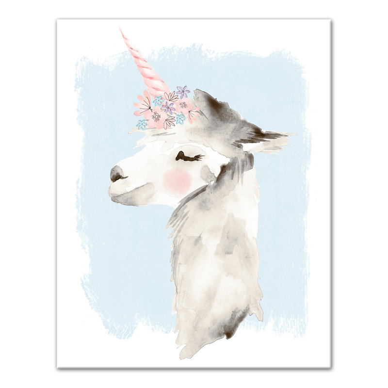 Art sur toile llama licorne Bowles, H 14 po x l 11 po x P 1,25 po