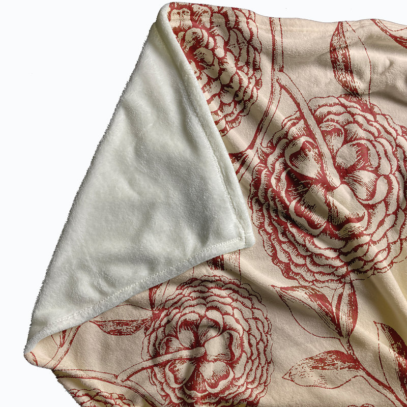 Couverture polaire fleurs antiques, L 50 po x L 60 po, Rouge