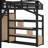 Queen Loft Bed With Storage Stairs, Shelves, And Built-In Wardrobe, Metal Frame With USB Ports And LED Lights, Noise-Reduced Design, Natural Wood