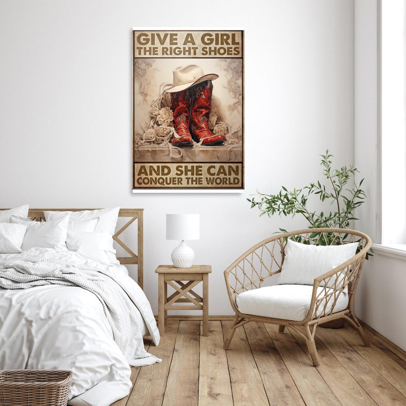 Cowgirls donnent à une fille les bonnes chaussures - 1 pièce, H 14 po x l 11 po x P 1,25 po