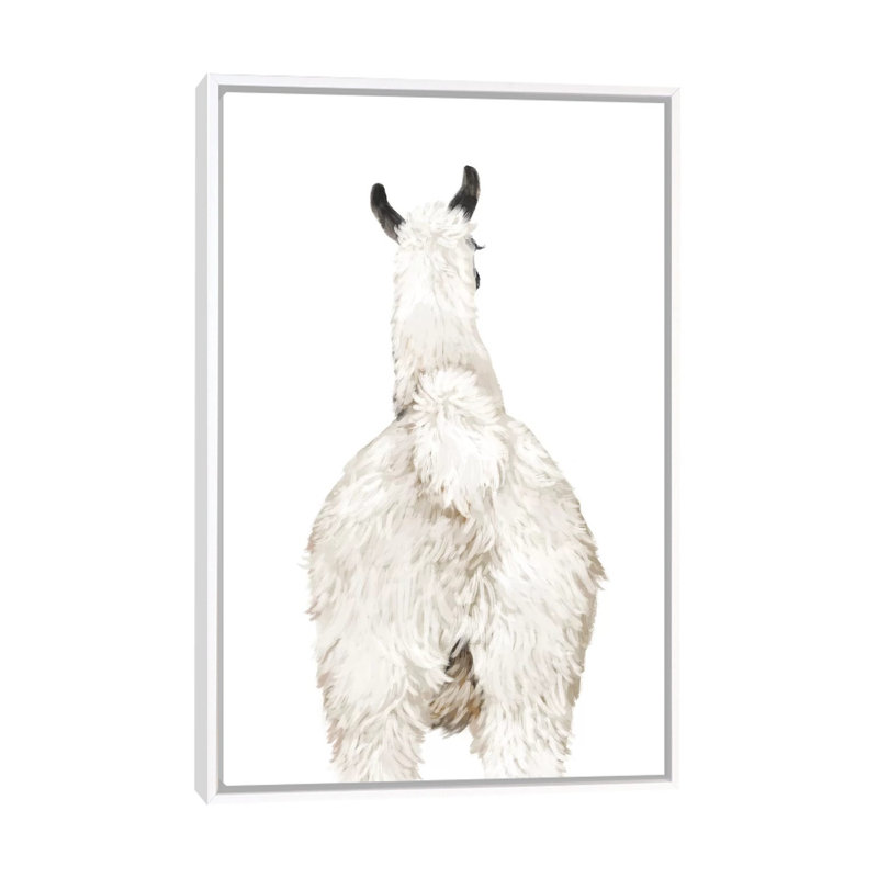 Art du lama, Toile blanche encadrée, H 26 po x l 18 po x P 1,5 po