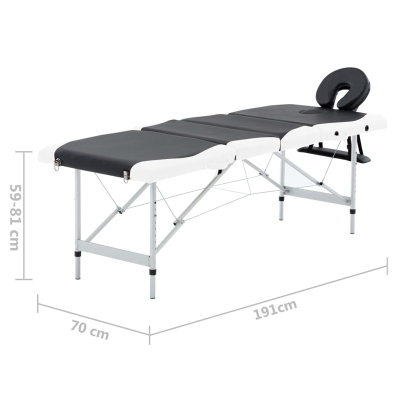 75.2'' Rectangular Adjustable Folding Table, Black/White