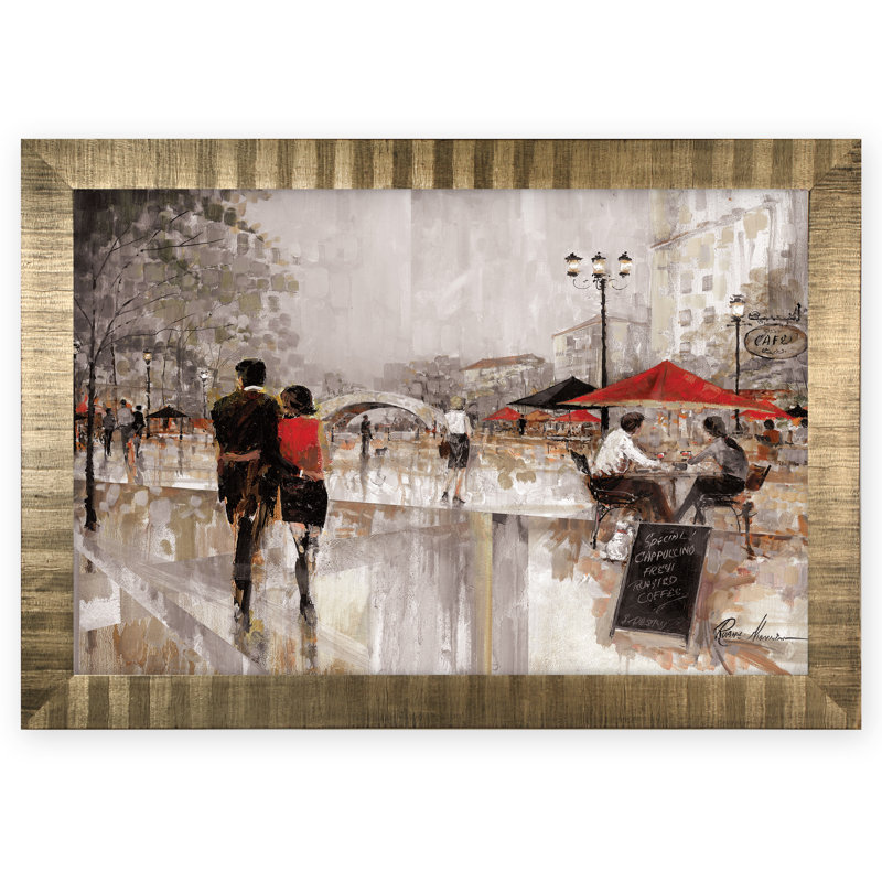 Reproduction sur toile « Charm » Arianie, Impression encadrée sans passe-partout, H 29 po x l 41 po, Or antique