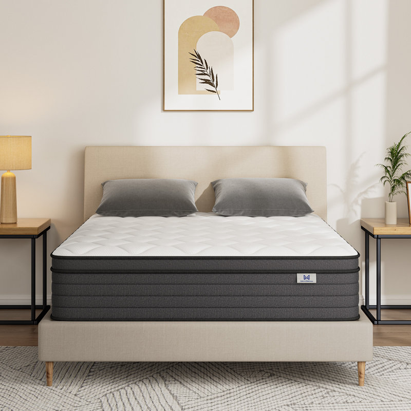 8''/10''/12'' Medium Hybrid Mattress with Pocket Springs, Mattress In A Box, OEKO-TEX® Certified, King, 12"