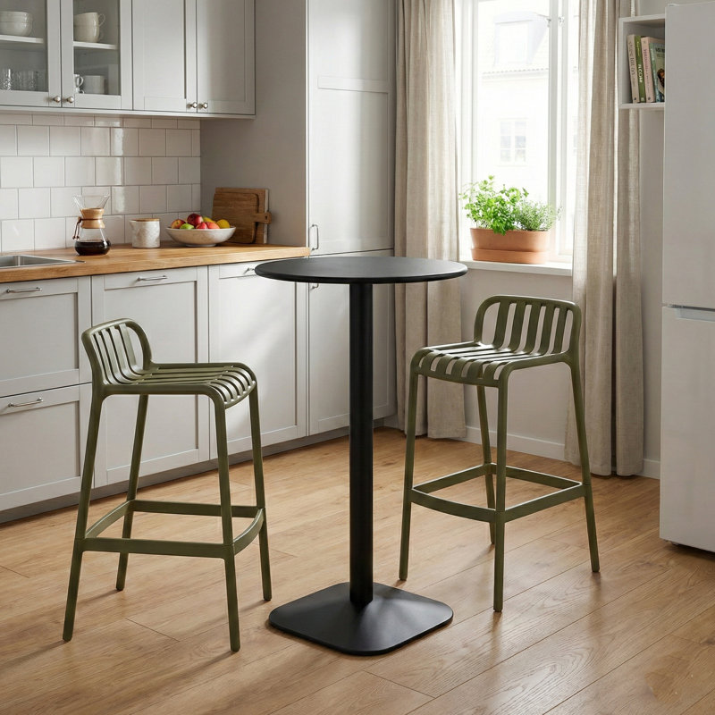 Patio Dining Set with Round Table, 104cm H x 60cm W x 60cm D, 2, Avocado