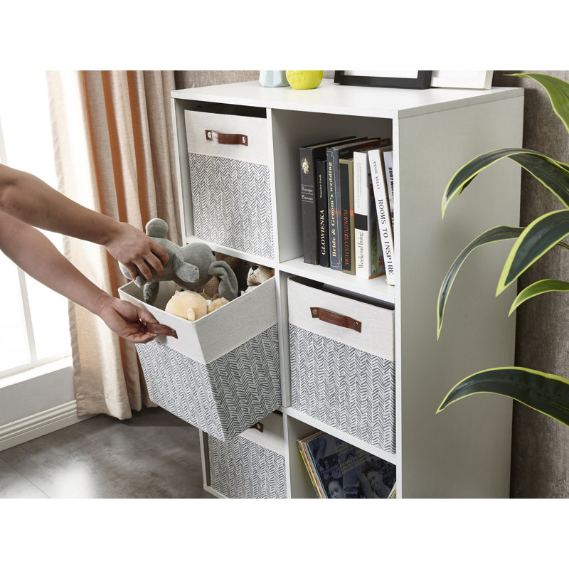 Ensemble de bacs en tissu robuste, H 12 po x l 12 po x P 12 po, Gris / blanc