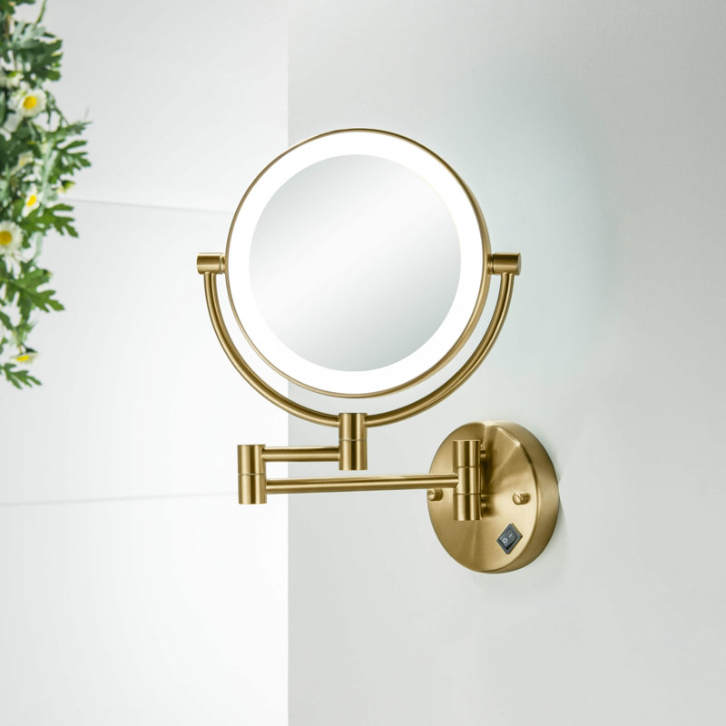 Miroir mural rond en métal, Brushed Brass