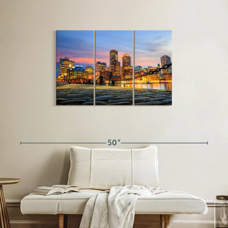 Boston Harbor Dusk Lights, 24" H x 38" W