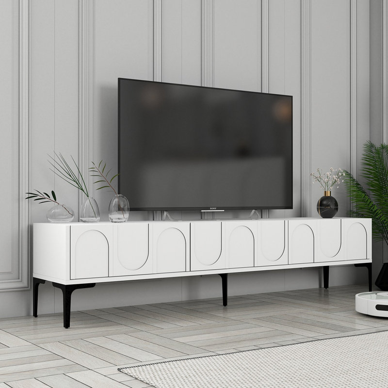 Keikei Unfinished TV Stand, White/Black