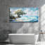 Grande décoration murale côtière pour le salon, coucher de soleil, plage, coucher de soleil, bleu, océan, vagues, paysage marin, arbres, paysage