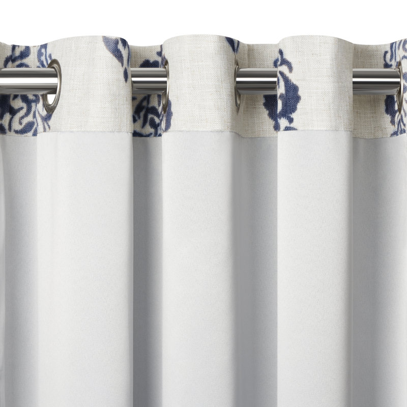 Panneau de rideau simple obscurcissant et isolant à motif de médaillons avec œillets Blanford, Bleu marine, l 52" x L 84"