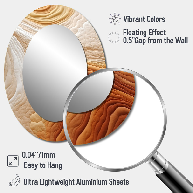 Orange et blanc Winds Serenade - Miroir mural moderne ovale, H 40 po x l 30 po