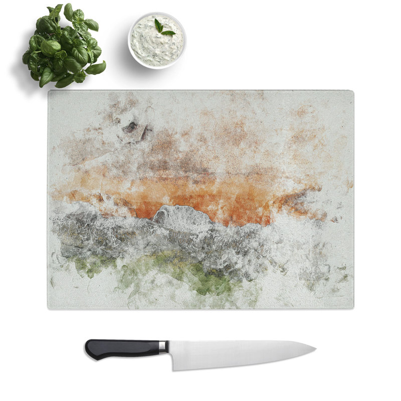 Aberdeen Beach in Scotland Watercolour Chopping Board, 0.4cm H x 28.5cm W x 39cm L