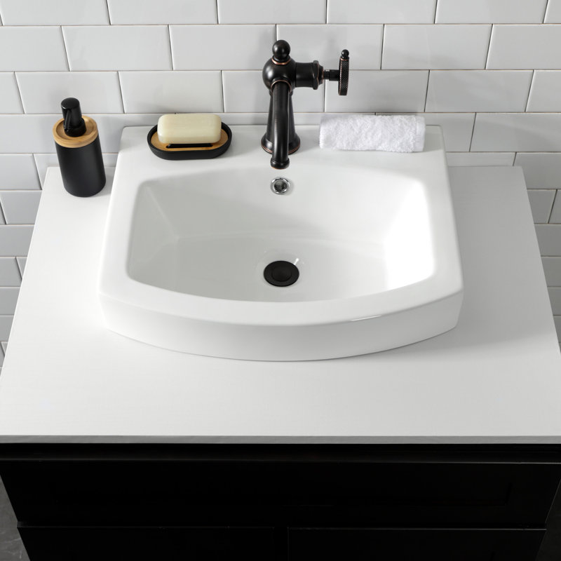 Lavabo de salle de bain en céramique 20 po Fauceture Inflection, blanc
