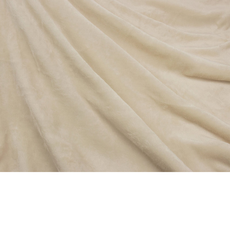 Cream Beige Reversible Sherpa Fleece Throw Blanket
