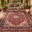 Tapis Creek Traditional Overdyed, uni, bleu marine, orange, or, vert, crème, ivoire, lavable à la machine, antidérapant, à poils courts, pour l'intérieur et l'extérieur, adapté aux animaux domestiques, idéal pour le salon, la chambre, la salle à manger, l'entrée, le couloir ou le bureau.-2004114547