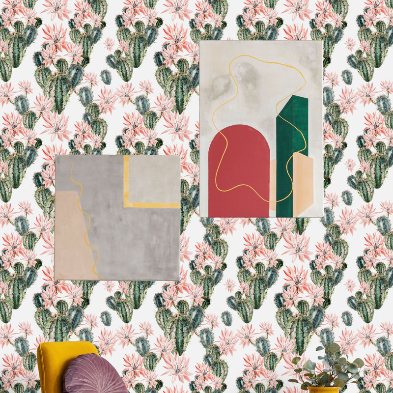 Rouleau de papier peint adhésif cactus, L 16,67 po x l 25 po