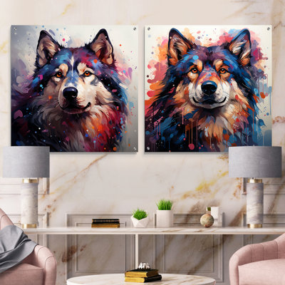 Dog Alaskan Malamute Majesty - Dog Acrylic Wall Art Glass Set Of 2