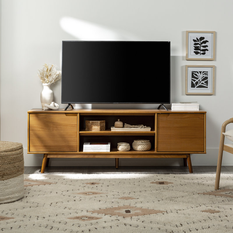 Griffing 70" Solid Wood 2-Door TV Stand for TVs up to 75", Caramel