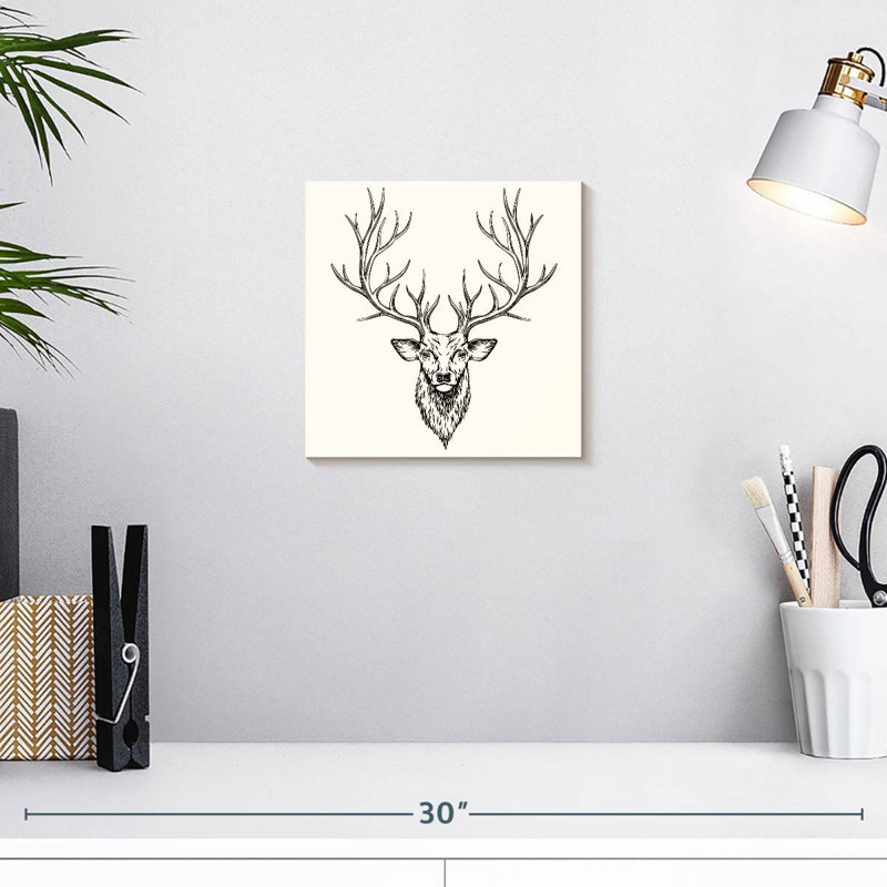 Tête de cerf Senne, H 10 po x l 10 po