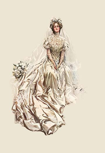« a belle mariée » par harrison fisher, reproduction d’art