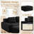 Tayani 117.50" L Shaped Sectional, Modular Sofa, Black Corduroy Cloud Couch with Movable Ottoman-1125594411