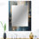 Mélange géométrique orange bleu - miroir mural décoratif minimaliste, miroir moderne, impression d'art en métal
