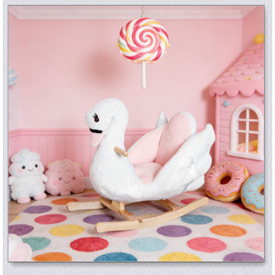 Plush Swan Rocking Horse, Soft and Sturdy Toy for Endless Imaginative Play and Comfortable Riding
