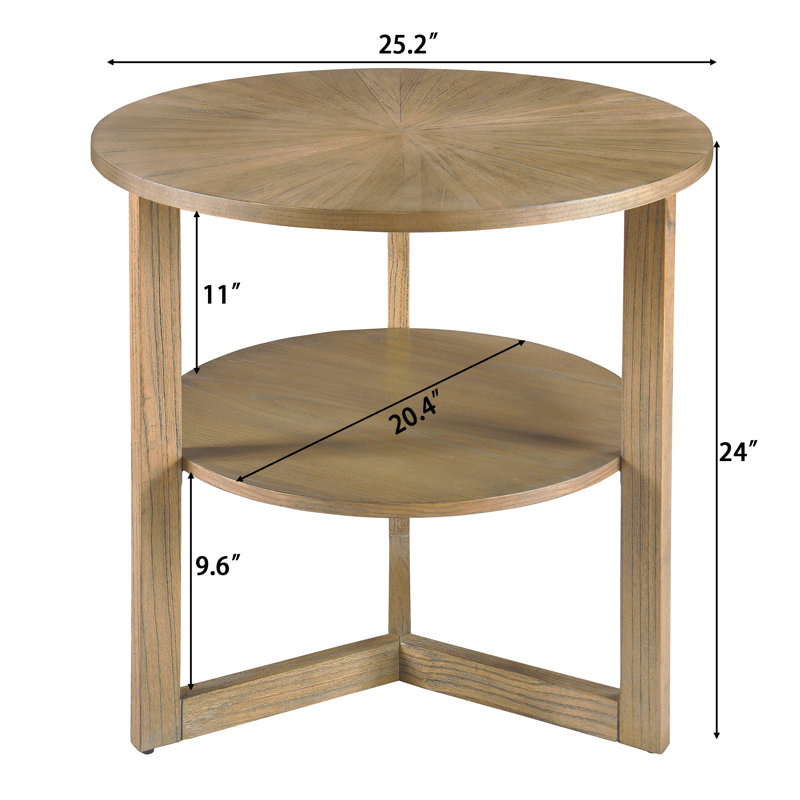Freyha End Table, 24" H x 25.2" W x 25.2" D, Ash Brown