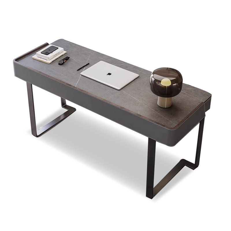 Bureau italien en cuir fritté et cuir de selle Italian Luxury, H 30,51 po x l 55,12 po x P 23,62 po