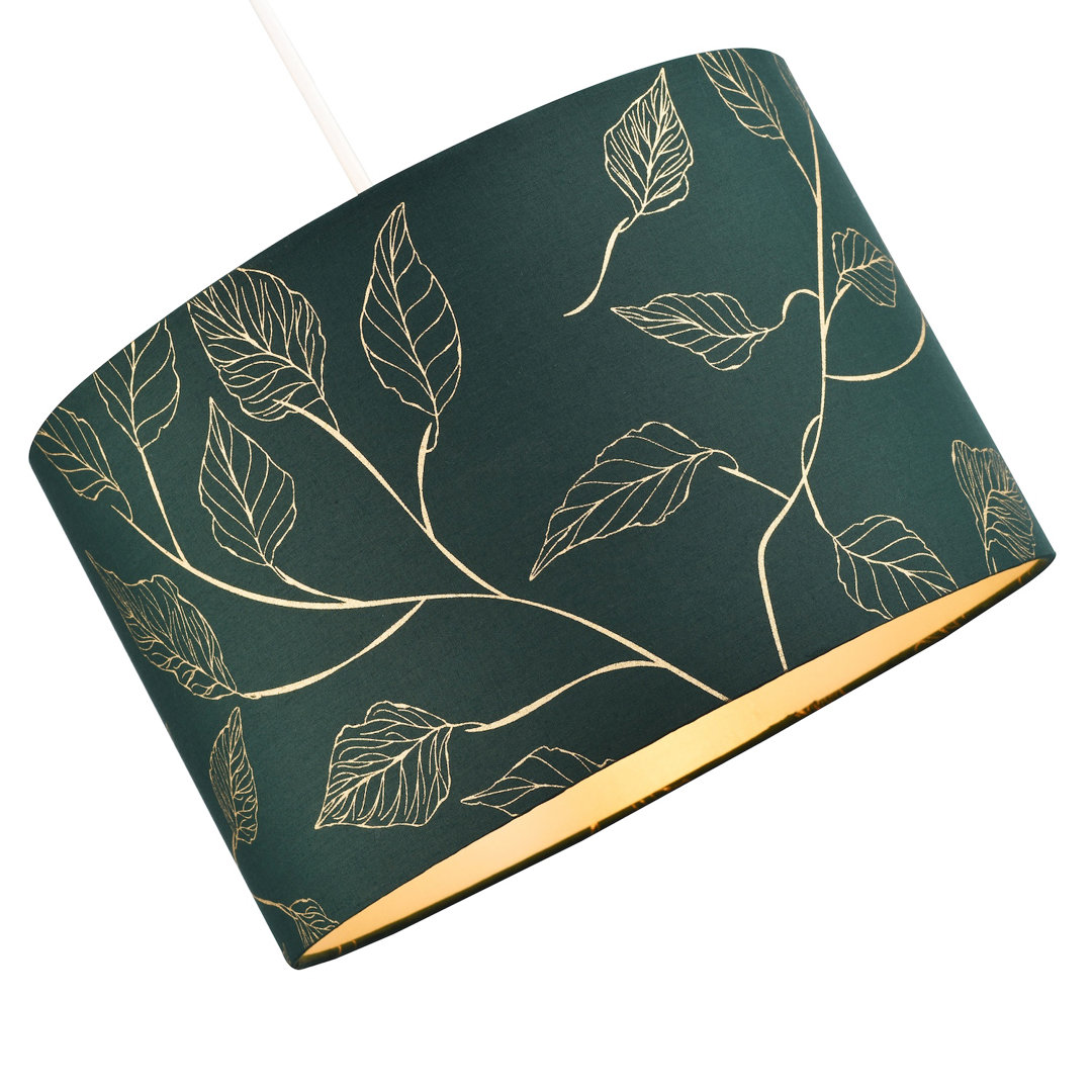 20cm H Cotton Blend Drum Lamp Shade ( Screw On ) in Green