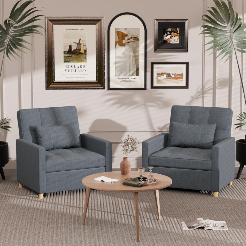 Upholstered Accent Chair, Dark Grey Linen