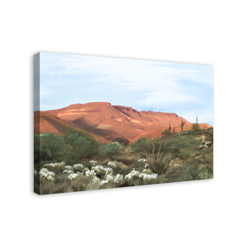 Red Desert Mountain Landscape - Painting on Canvas, 24" H x 36" W x 1.25" D