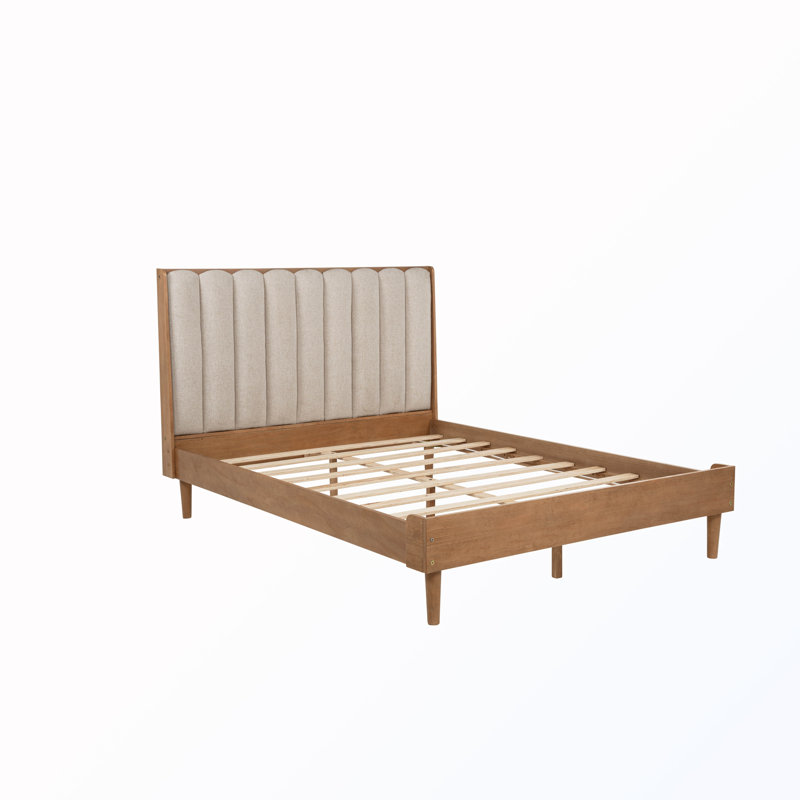 Grand lit en bois avec tête de lit tapissier