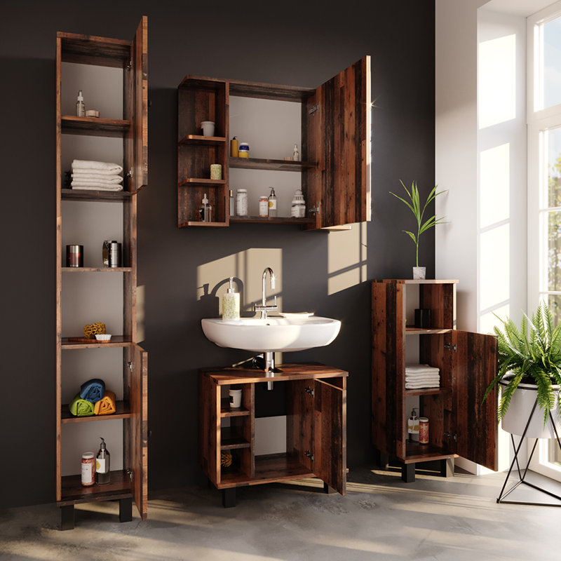 55Cm W x 95Cm H x 98Cm D Solid Wood Bathroom Storage Furniture Set