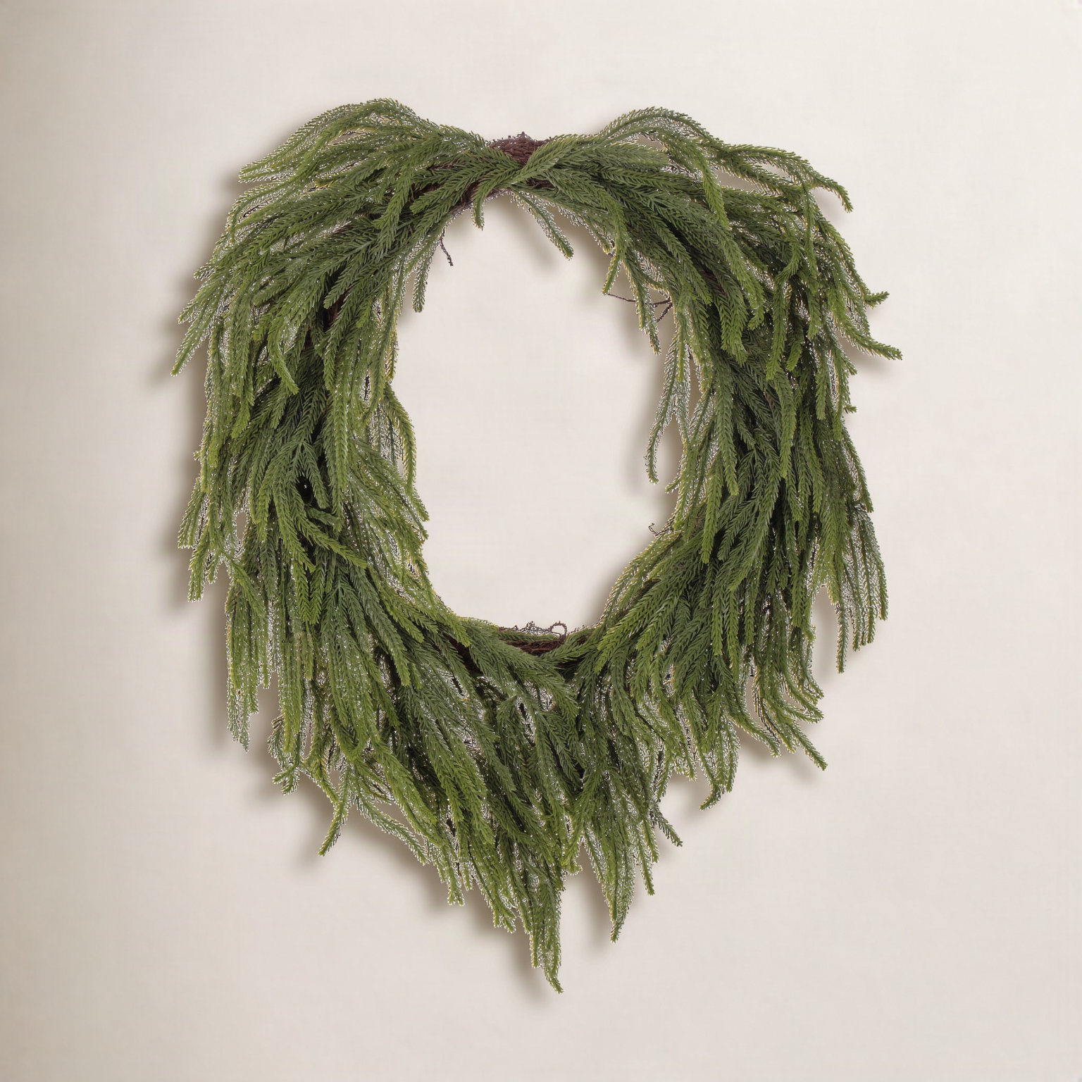 30" Green Norfolk Pine Wreath., 24" x 24"