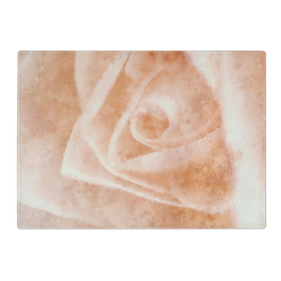 Tempered Glass Light Pink Rose Chopping Board