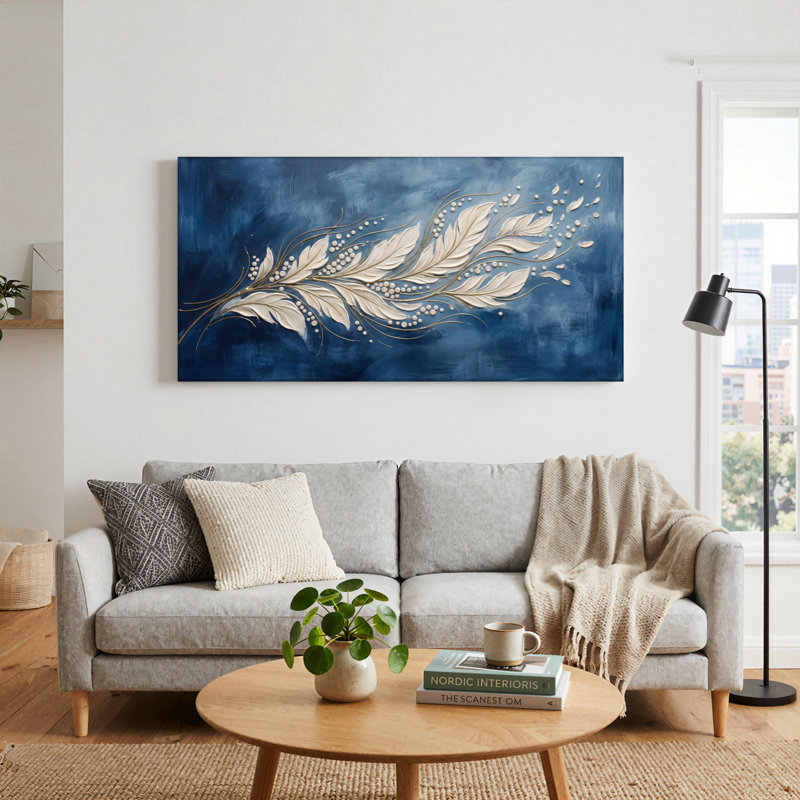 "Feather Branch", reproduction d'art sur toile, ensemble de 1, L 48 po x H 24 po, Toile tendue