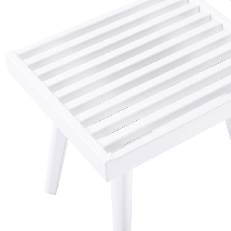 Banc en bois massif de 19 pouces de long avec motif à lattes - polyvalent pour la décoration intérieure en blanc, ajoute une touche d'élégance à