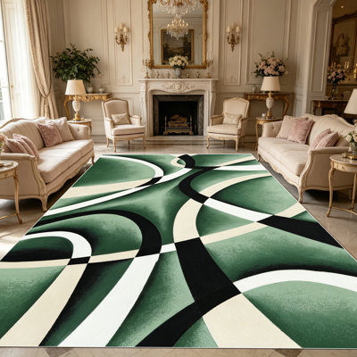 Tapis de sol à motif géométrique abstrait vert sauge 1pc Extérieur