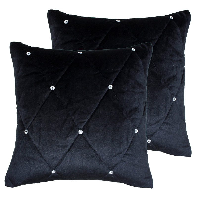 Paoletti Geometric Square Throw Cushion, Polyester, Black, 45cm H x 45cm W x 4cm D