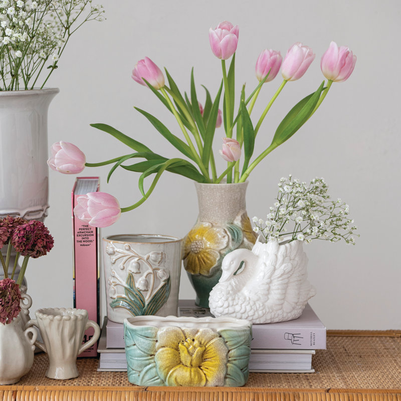 Artisan Stoneware Swan Vase
