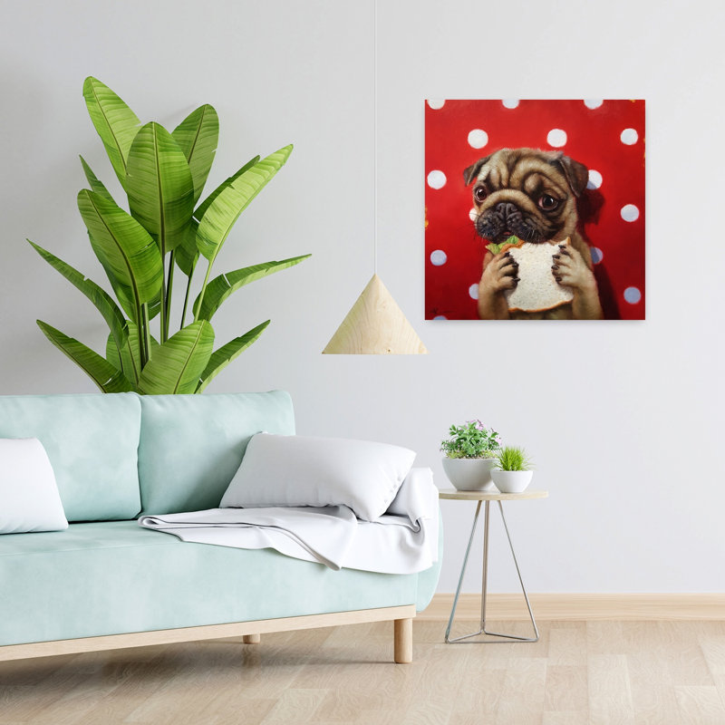 Art contemporain pugalicieux pour chien, H 24 po x l 24 po