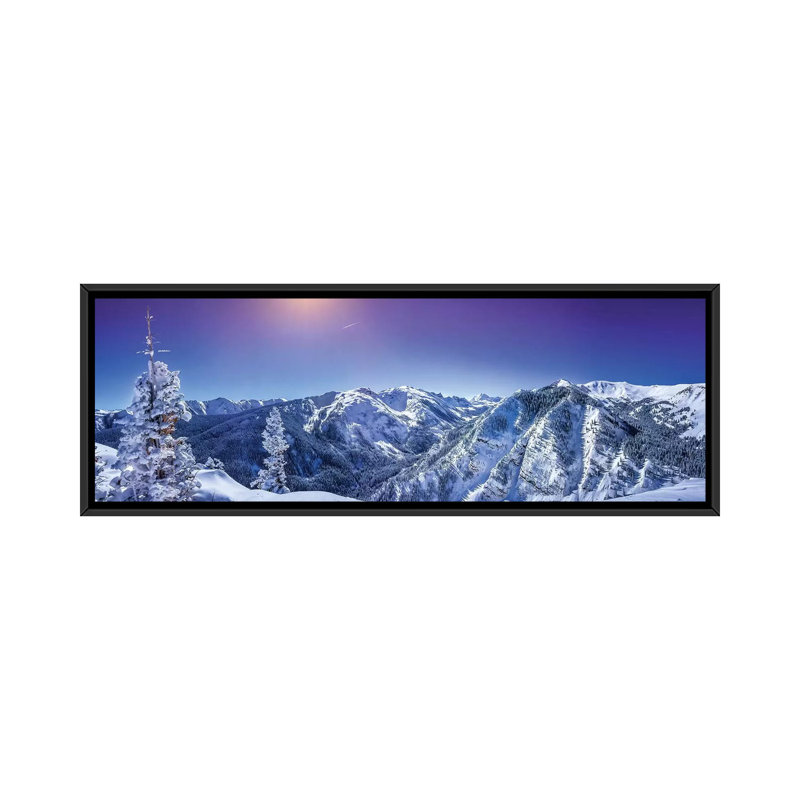 Wonderland d’hiver rocky mountain, H 12 po x l 36 po x P 1,5 po, Toile avec cadre noir