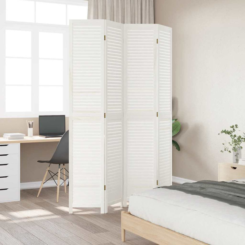 Trista Solid Wood Accent Room Divider, White, 200cm H x 180cm W, 6 Panels