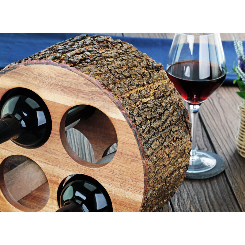 Solid Wood Tabletop Wine Bottle Rack in Natural