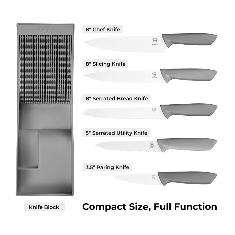 Oou Knife Set, Gray, Gray