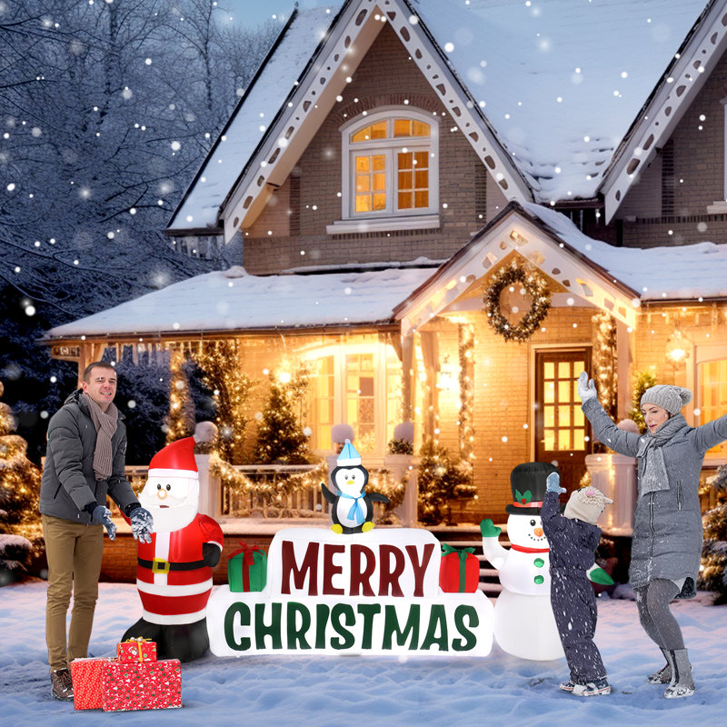 Père Noël et bonhomme de neige gonflables à DEL H 50,4 po 