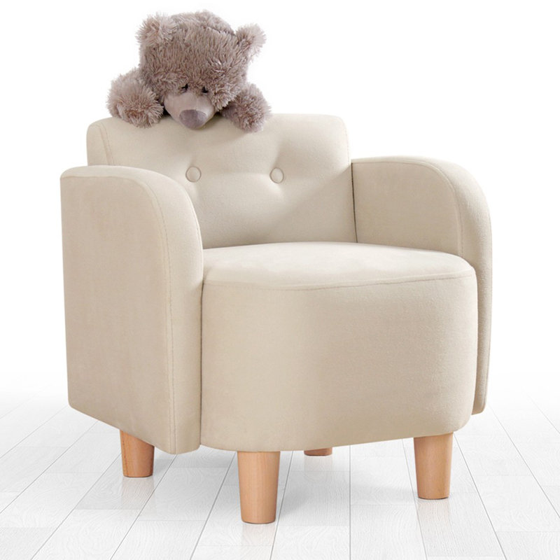 Fauteuil à oreilles pour enfants, couleur crème, 20,1 po x 18,5 po x 20,9 po | Revêtement 100% coton, éponge orthopédique 35 pouces de 2,8 pouces, pieds en bois robustes | Style bohémien et scandinave, parfait pour la salle de jeux et la chambre de 