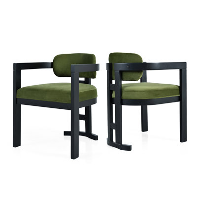 Chaise de salle à manger d'intérieur en bois (ensemble de 2), vert + noir